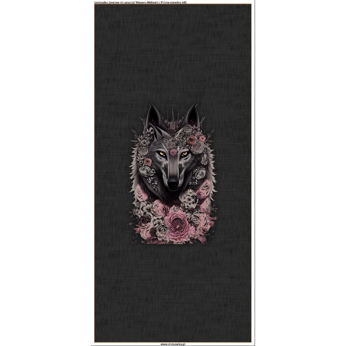 PODUSZKA 45X45 - FANTASY WOLF - welur tapicerski - panel przód + tył