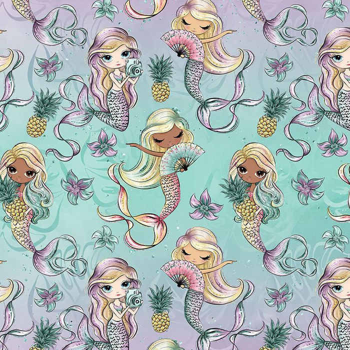 MERMAIDS AND PINEAPPLES - Waterproof woven fabric