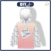 KID'S HOODIE (ALEX) - ICE FLOWER BOUQUET/ ombre (ENCHANTED WINTER) - looped knit fabric (134/140)