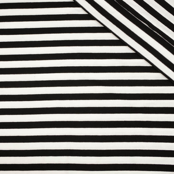 STRIPES WHITE / BLACK 1,0cm x 1,0cm - Viscose jersey