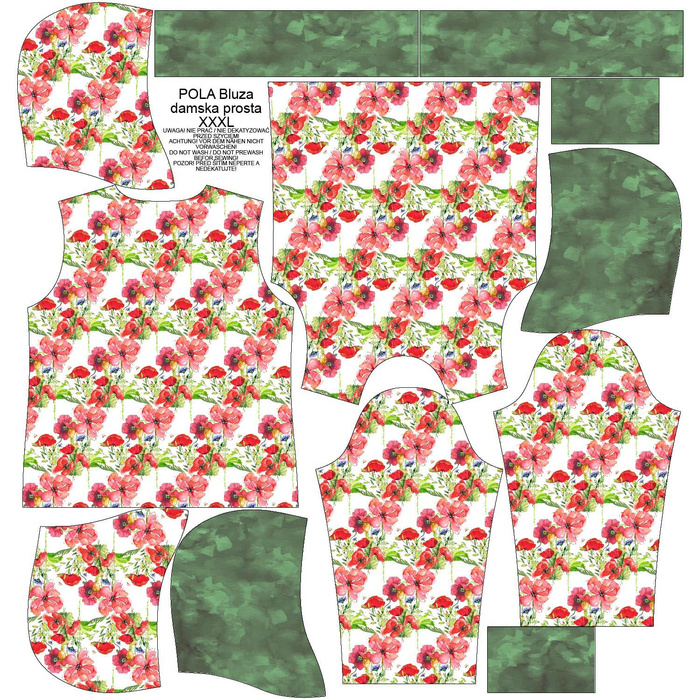 CLASSIC WOMEN’S HOODIE (POLA) - POPPIES PAT. 2 (IN THE MEADOW) - looped knit fabric - M