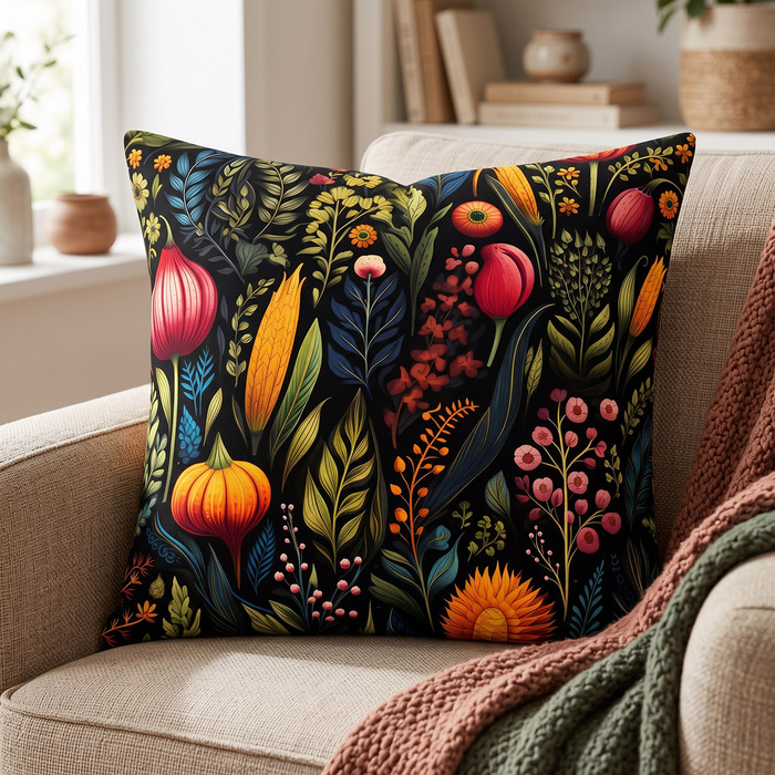 PILLOW 45X45 - AUTUMN FLOWERS WZ.15 - front + back