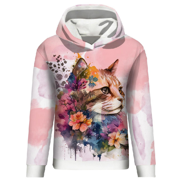 BLUZA DAMSKA (POLA) CLASSIC Z KAPTUREM - WATERCOLOR CAT WZ. 1 - zestaw do uszycia XL