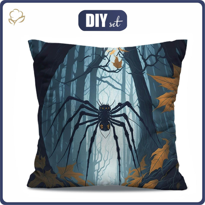 POLŠTÁŘ 45x45 - HALLOWEEN SPIDER - Potahový velur - Sada šití