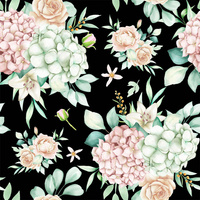 Hydrangeas - looped knit fabric with elastane ITY