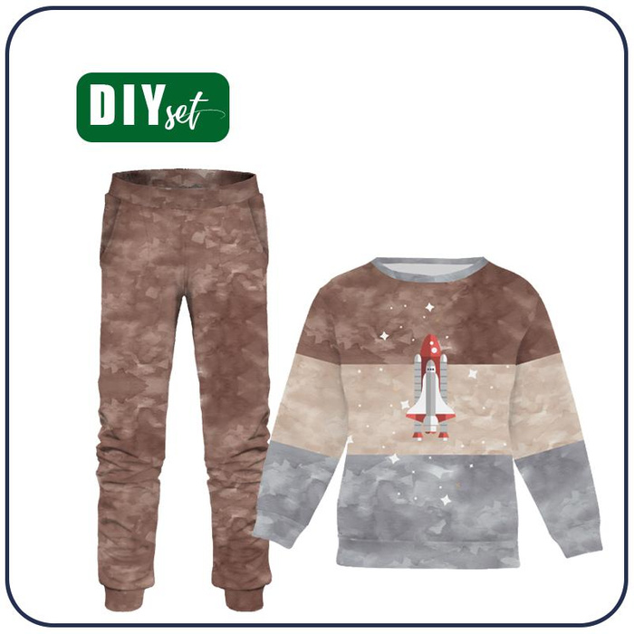Jogginganzug für Kinder (MILAN) - RAUMSCHIFF (WELTRAUMEXPEDITION) / Streifen - Sommersweat (134/140)
