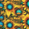 SUNFLOWERS pat. 1 - single jersey with elastane 