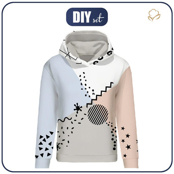 DÁMSKA MIKINA (POLA) CLASSIC S KAPUCÍ - COLOR BLOCK vz. 3 - Sada šití