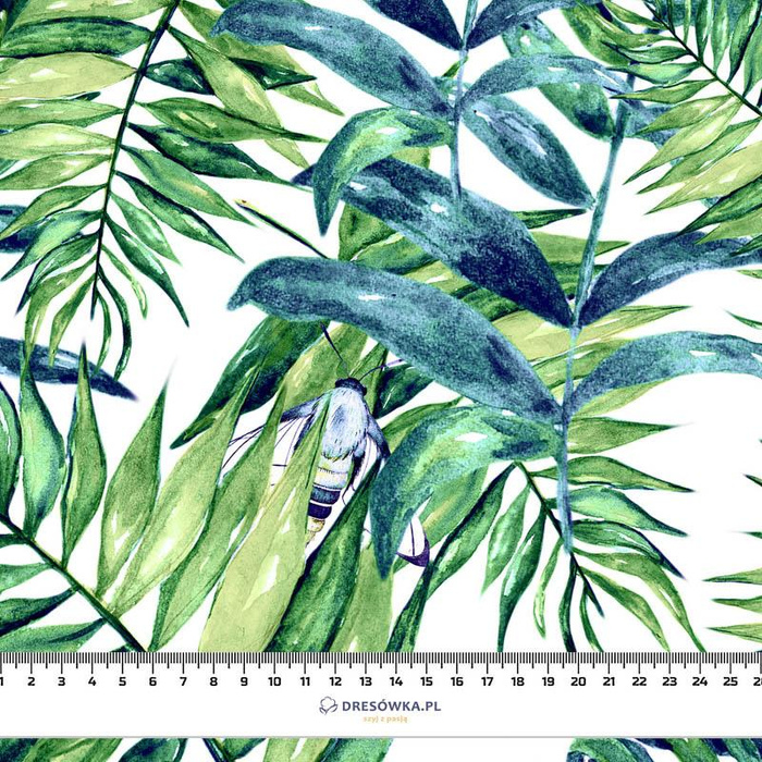 BLÄTTER UND INSEKTEN MS.6 (TROPISCHE NATUR) / weiß - Slub Weave