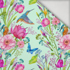 KINGFISHERS AND BUTTERFLIES (KINGFISHERS IN THE MEADOW) / mint - lycra 300g