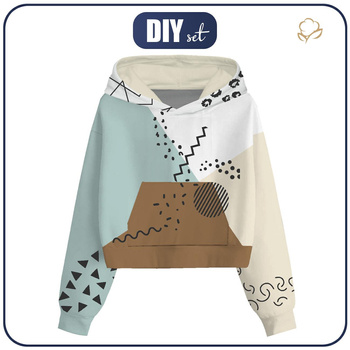 KRÓTKA BLUZA Z KAPTUREM (IDA) - COLOR BLOCK wz. 1 - zestaw do uszycia