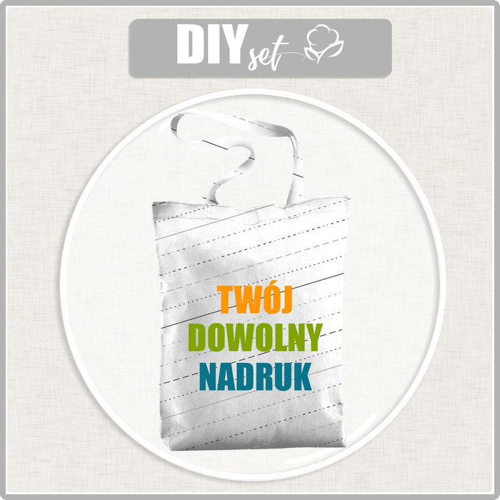 SHOPPER BAG - WITH CUSTOM PRINT - Waterproof woven fabric - sewing set