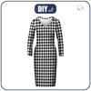 PENCIL DRESS (ALISA) - BLACK HOUNDSTOOTH / WHITE - sewing set S
