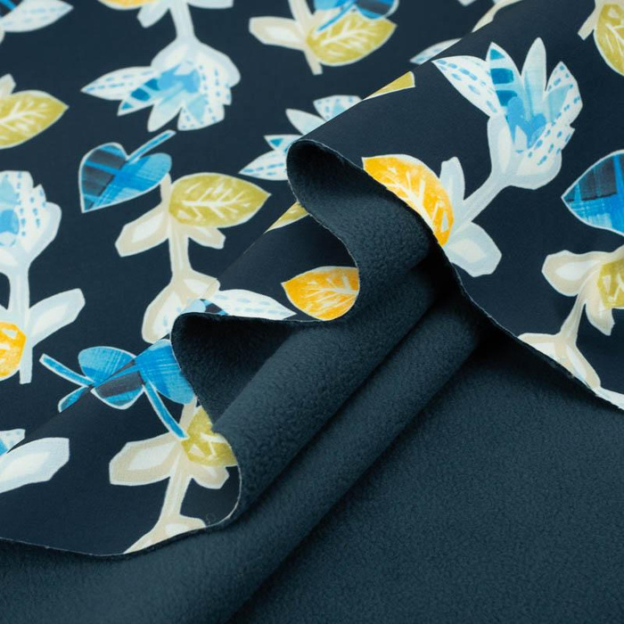 GEOMETRISCHE BLUMEN / navy- Softshell