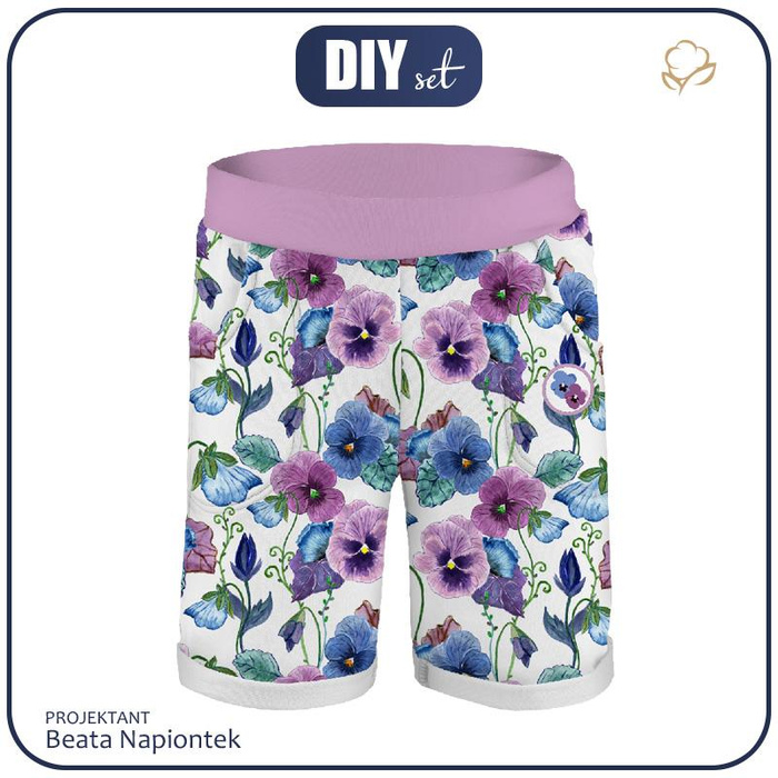 KID`S SHORTS (RIO) - PANSIES (BLOOMING MEADOW) - looped knit fabric (86/92)