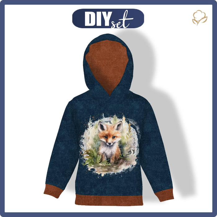 KID'S HOODIE (ALEX) - WATERCOLOR FOX - sewing set (98/104)