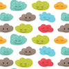 100CM FROHE WOLKEN (PASTELL - HIMMEL) - French Terry mit Elasthan