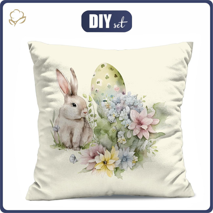 PODUSZKA 45X45 - BUNNY EASTER WZ. 1 - tkanina wodoodporna - panel przód + tył