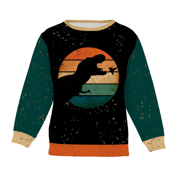 KINDER SWEATSHIRT (NOE) - TYRANNOSAURUS M. 2 / schwarz - Sommersweat mit Elastan ITY (98/104)