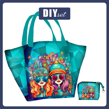 Taška XL s sáčkem 2 v 1 - TOGETHER FOREVER / neon - sada siti