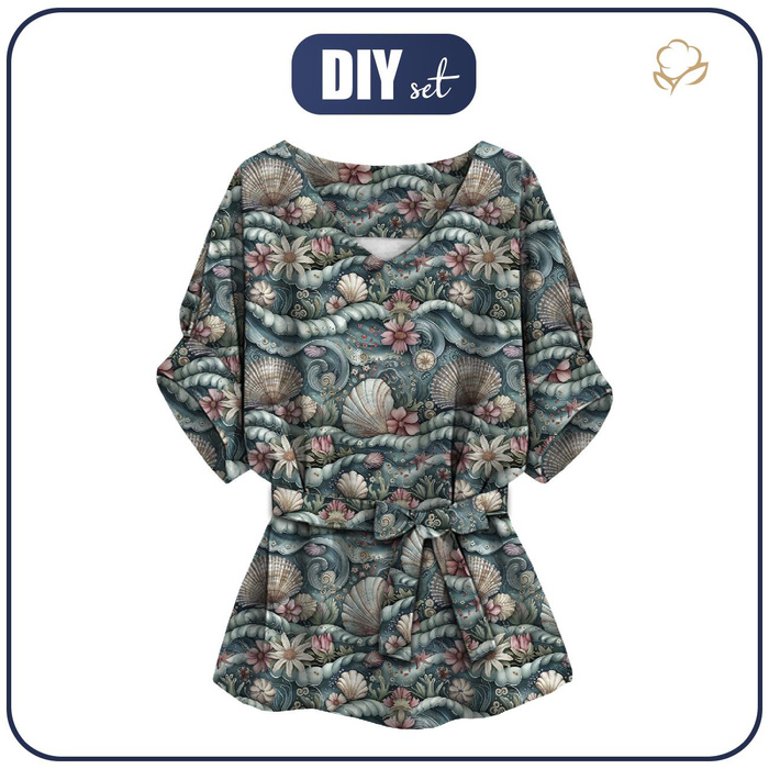 BLUZKA TYPU KIMONO XXL-XXXL - SEA WORLD WZ. 1 - zestaw do uszycia 