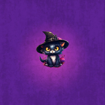 Black cat cute halloween wz6 - panel (60cm x 50cm) teplákovina počesaná s elastanem ITY