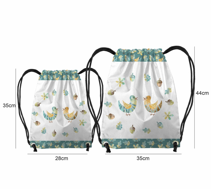 GYM BAG - BIRDS AND LEAVES (FOREST ANIMALS) - big