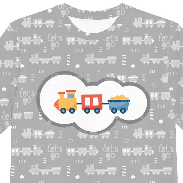 T-SHIRT DZIECIĘCY - LOKOMOTYWY wz. 2 / biały (ADVENTURE BEGINS) - single jersey (92/98)