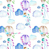 HOT AIR BALLOONS (COLORFUL TRANSPORT) - looped knit fabric