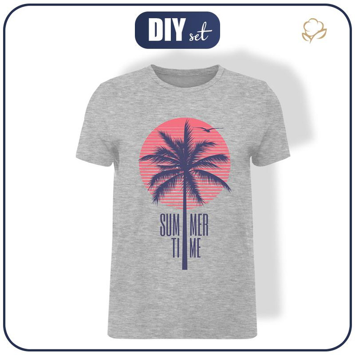 HERREN T-SHIRT -  SUMMER TIME / melange hellgrau - Single Jersey L