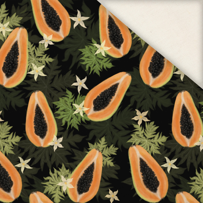 PAPAYA ORANGE & BLACK - Slub Weave