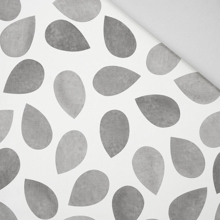 GROßE BLÄTTER MIX / grau - HOME DECOR PREMIUM Webware