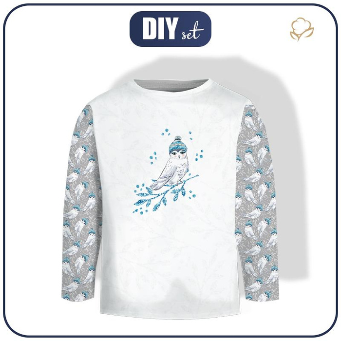 LONGSLEEVE - EULE MIT DER MÜTZE (VERZAUBERTER WINTER) - Single Jersey (134/140)