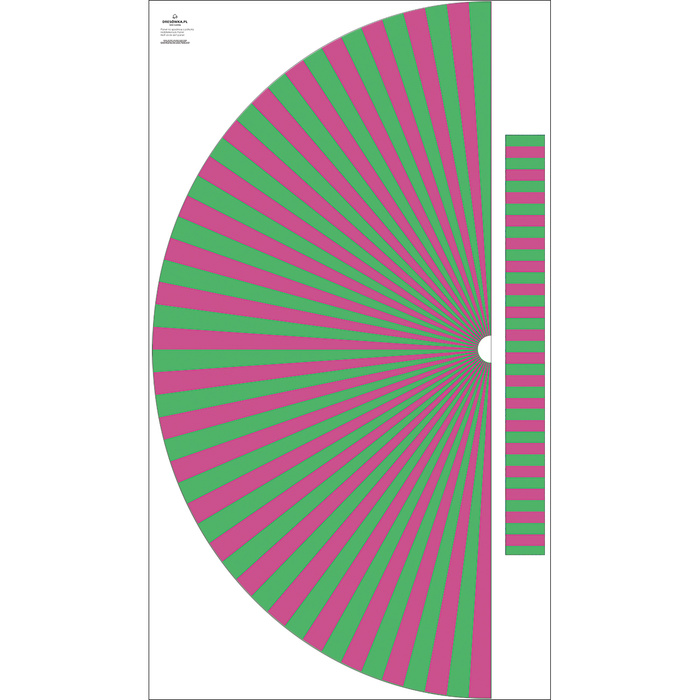 Panel na spódnicę z półkoła "MAXI" - PINK-GREEN STRIPES