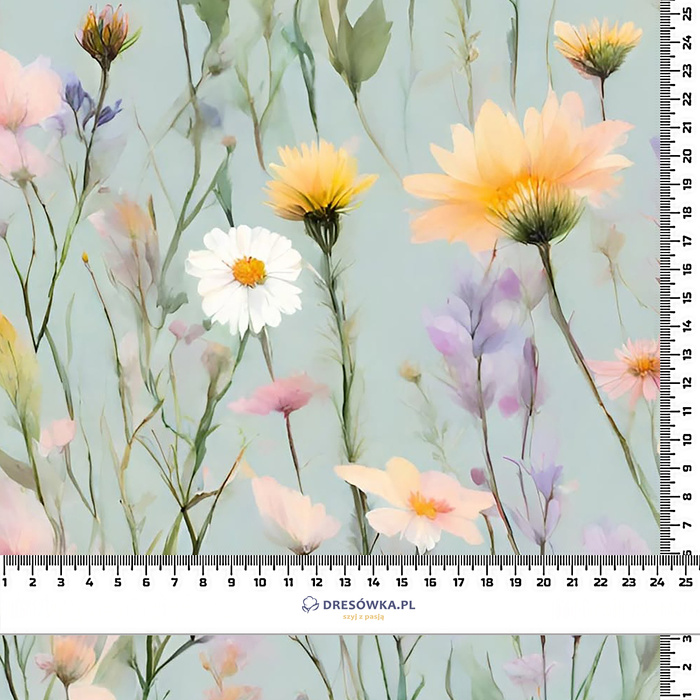 FLOWERS MEADOW WZ. 6 - Muślin bawełniany