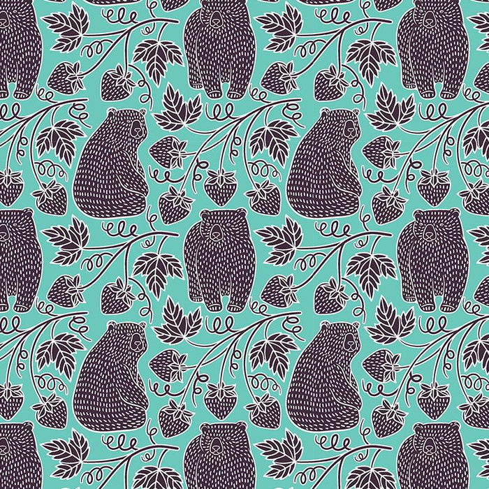 BEARS WITH WILD STRAWBERRIES - Viscose jersey WE210