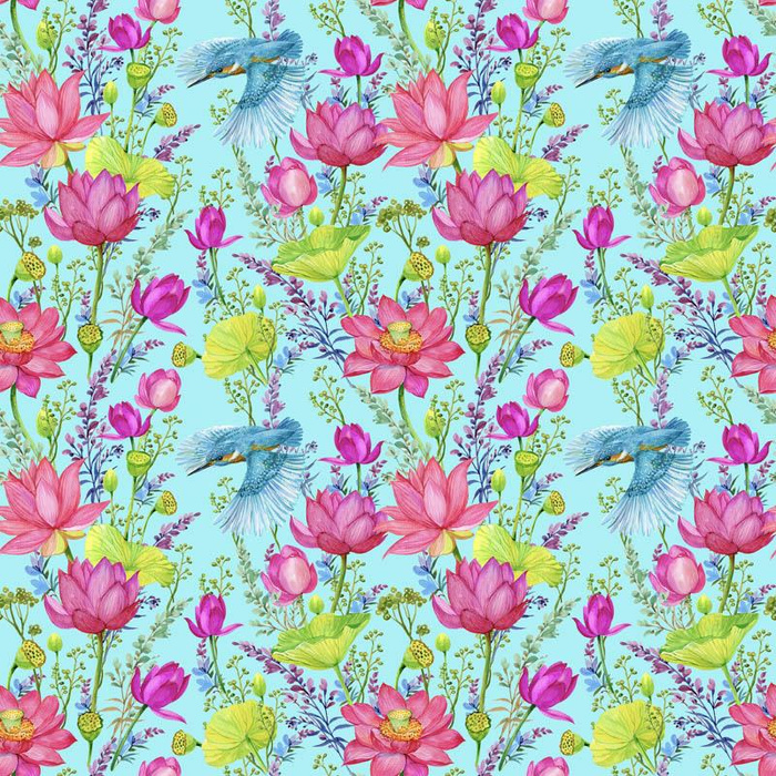 MINI LEDŇÁČEK A MÁKY (LEDŇÁČEK NA LOUCE) / aqua - tkanina voděodolná