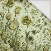 PASTEL FLOWERS WZ. 30 / lime cream - Tkanina na obrusy
