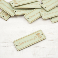 Babcia mi uszyła label - bobbin 1,5x4 cm - lime cream