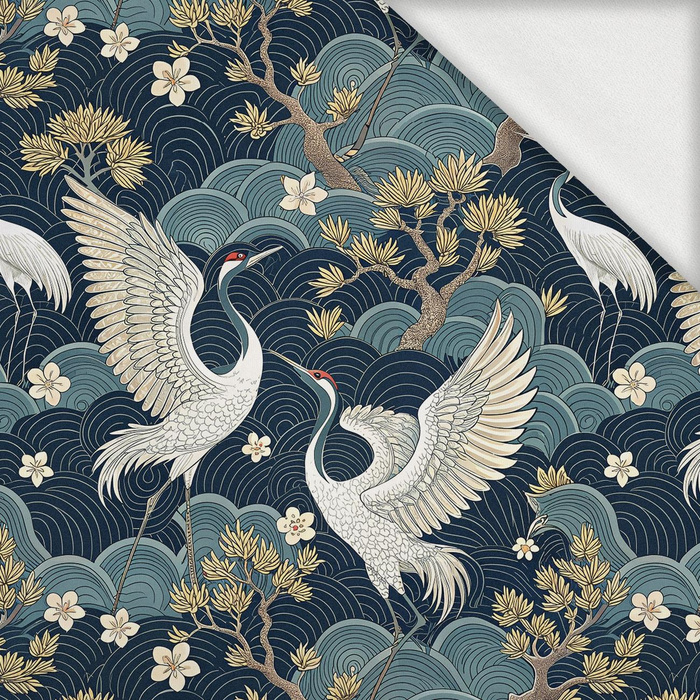 Japanese Garden wz.3 (birds) - looped knit fabric with elastane ITY