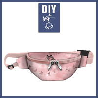 HIP BAG - ALWAYS BEAUTIFUL (GLITTER BUTTERFLIES) / CAMOUFLAGE pat. 2 (rose quartz) / Choice of sizes