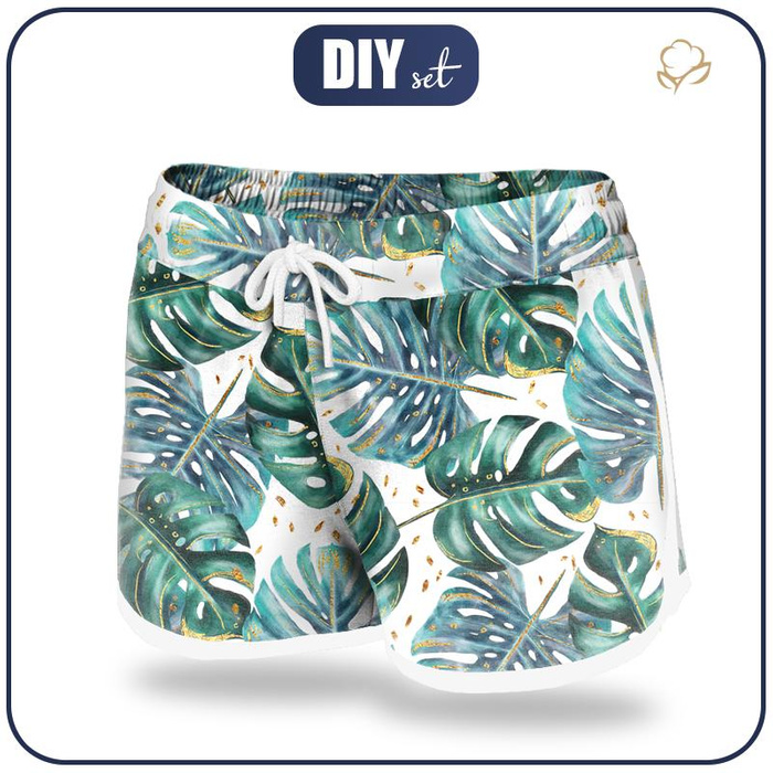 Damskie spodenki kąpielowe - MONSTERA wz. 4 / biały L