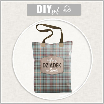 SHOPPER BAG - NAJLEPSZY DZIADEK NA ŚWIECIE / check retro - Panama 220g - sewing set