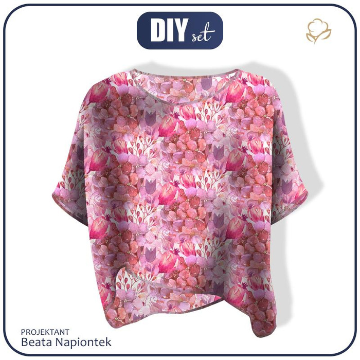 LEHKÁ HALENKA OVERSIZE "ELENA" - KVĚTINOVÝ MIX (NA LOUCE) - Sada šití