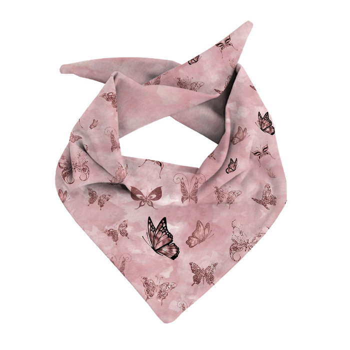KID'S CAP AND SCARF (MOUSE) - BUTTERFLIES (GLITTER BUTTERFLIES) / CAMOUFLAGE pat. 2 (rose quartz) 44-47
