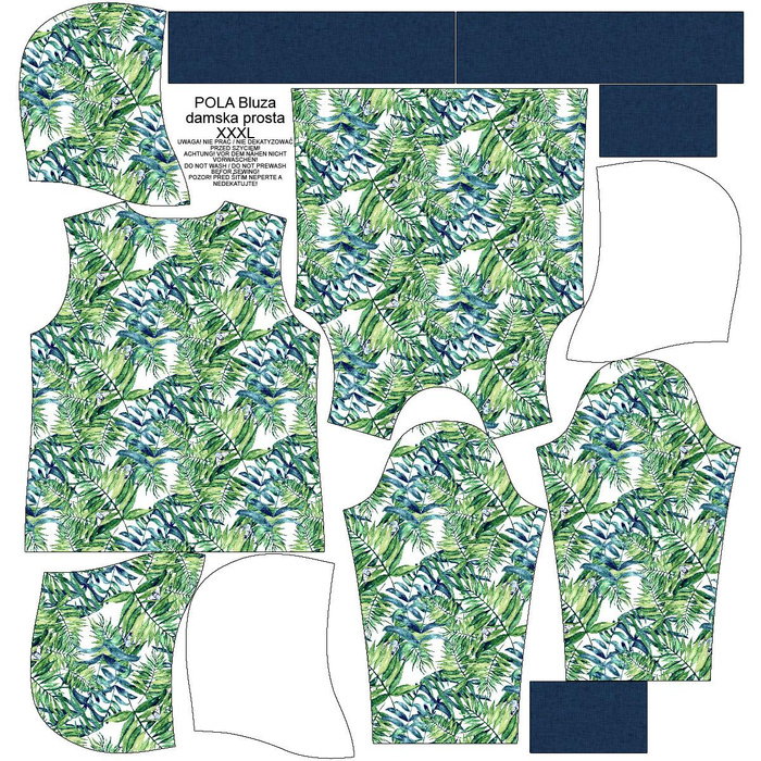 CLASSIC WOMEN’S HOODIE (POLA) - MINI LEAVES AND INSECTS PAT. 6 (TROPICAL NATURE) / white - looped knit fabric