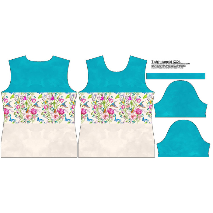 WOMEN’S T-SHIRT - KINGFISHERS (KINGFISHERS IN THE MEADOW) / STRIPES - single jersey