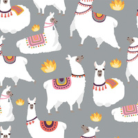 LAMA / grau - Baumwoll Webware