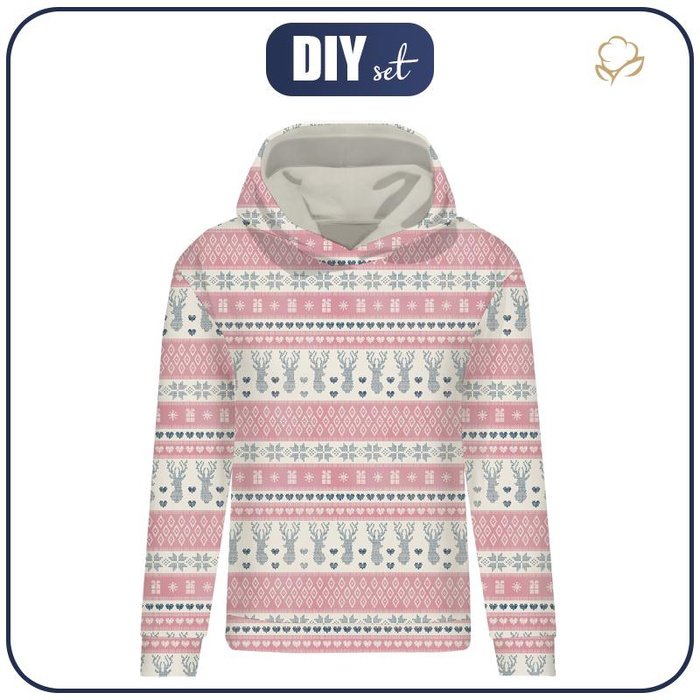 BLUZA DAMSKA (POLA) CLASSIC Z KAPTUREM - NORWESKI MIX wz. 1 (NORWESKIE WZORY) - dzianina pętelkowa - M