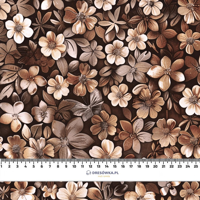 FLOWERS WZ.8/ Mocha Mousse  - Wasserabweisende Webware